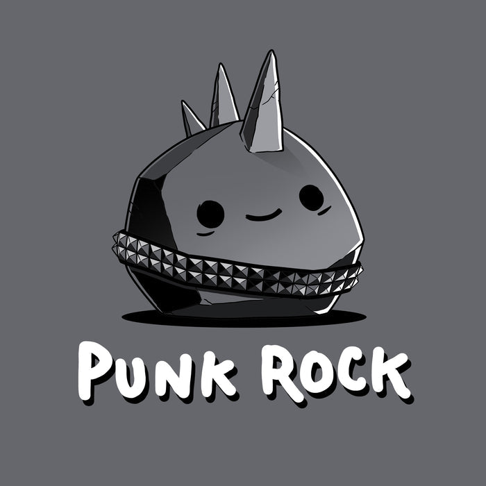 Classic Cotton T-shirt_TeeTurtle Punk Rock charcoal gray t-shirt featuring a rock with spikes and a studded belt.