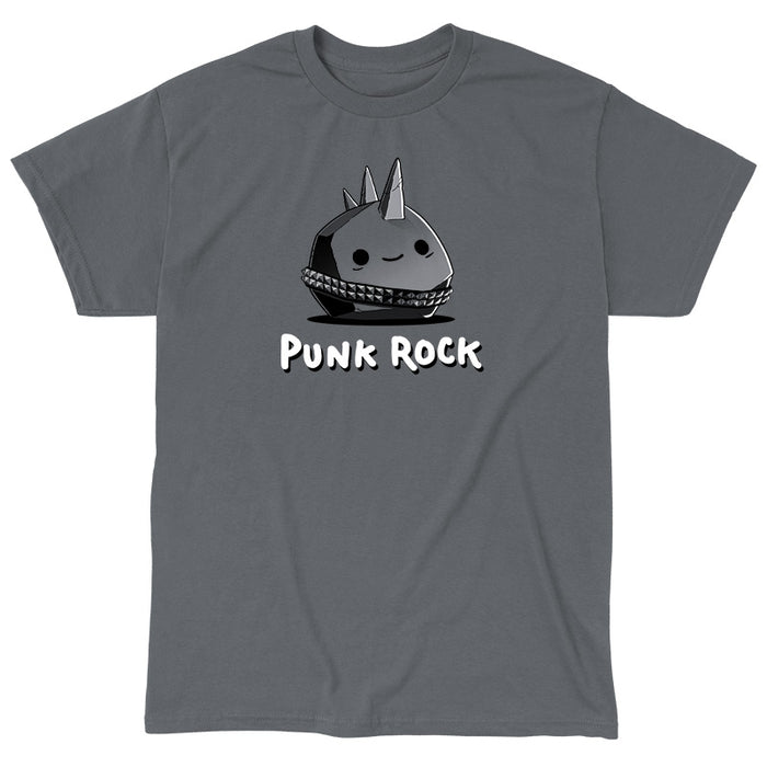 Classic Cotton T-shirt_TeeTurtle Punk Rock charcoal gray t-shirt featuring a rock with spikes and a studded belt.