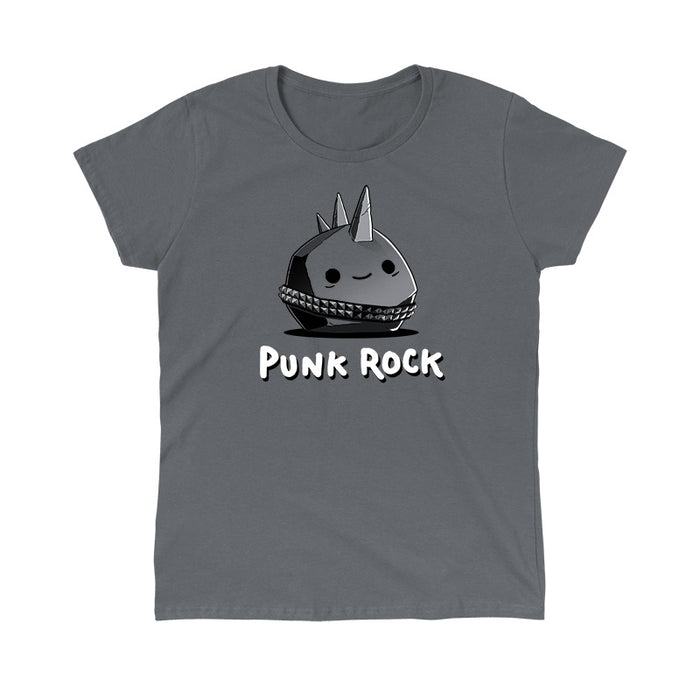 Classic Cotton T-shirt_TeeTurtle Punk Rock charcoal gray t-shirt featuring a rock with spikes and a studded belt.
