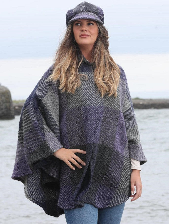 Rachel Button Up Cape - Multi-Indigo #color_indigo