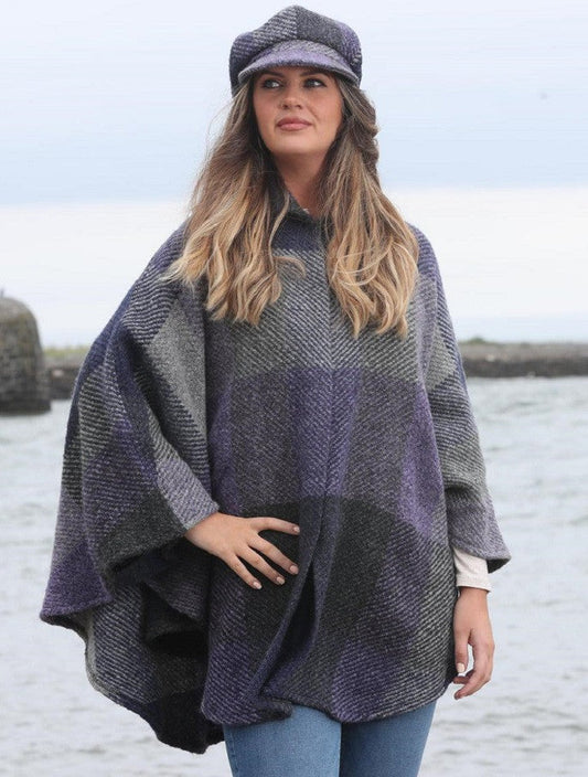 Rachel Button Up Cape - Multi-Indigo #color_indigo