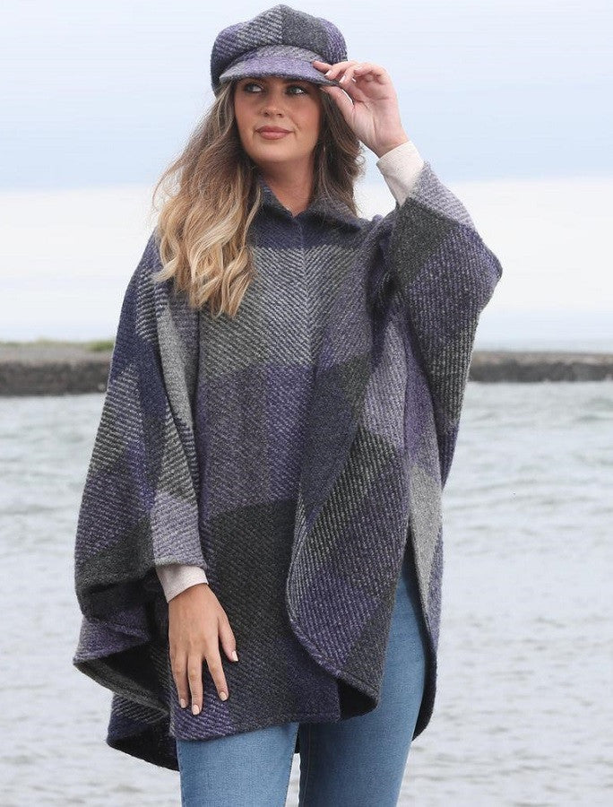 Rachel Button Up Cape - Multi-Indigo #color_indigo