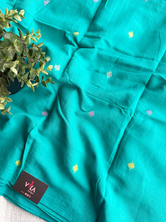 Rama green pure Jamdhani fabric