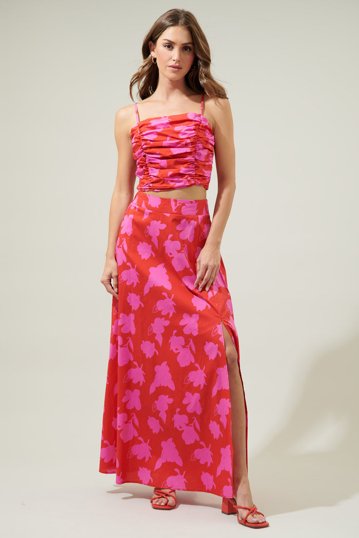 Raspberry Bliss Ruched Cropped Top