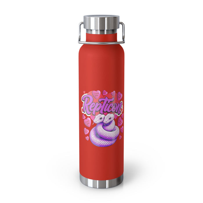 Repticon Copper Vacuum Insulated Bottle, 22oz w/ Valentine Snakes