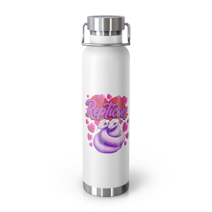 Repticon Copper Vacuum Insulated Bottle, 22oz w/ Valentine Snakes