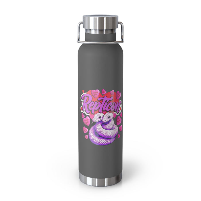 Repticon Copper Vacuum Insulated Bottle, 22oz w/ Valentine Snakes