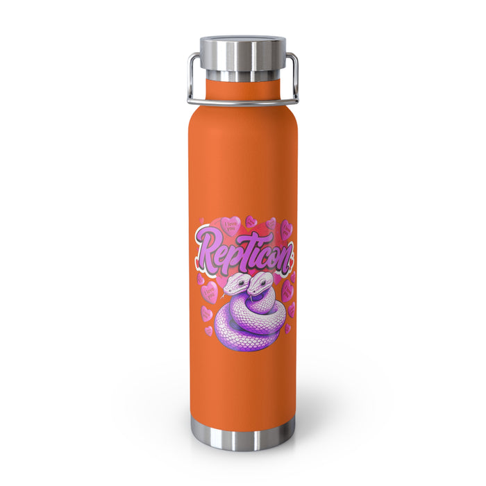 Repticon Copper Vacuum Insulated Bottle, 22oz w/ Valentine Snakes