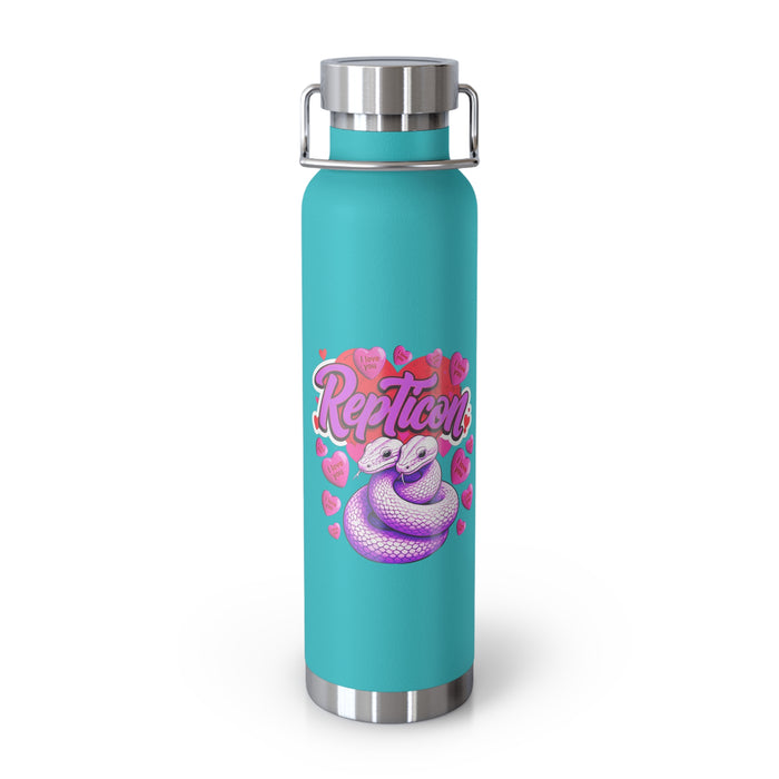 Repticon Copper Vacuum Insulated Bottle, 22oz w/ Valentine Snakes