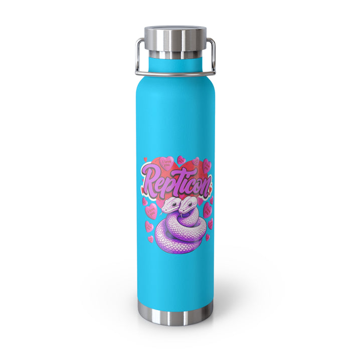 Repticon Copper Vacuum Insulated Bottle, 22oz w/ Valentine Snakes