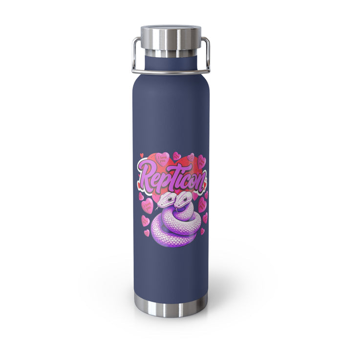 Repticon Copper Vacuum Insulated Bottle, 22oz w/ Valentine Snakes