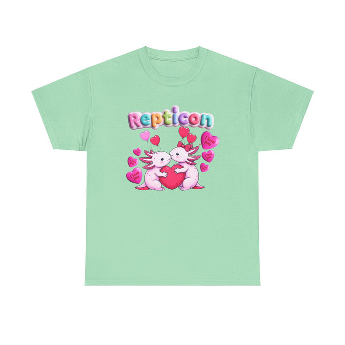 Repticon Unisex Heavy Cotton Tee w/ Valentine Axolotl
