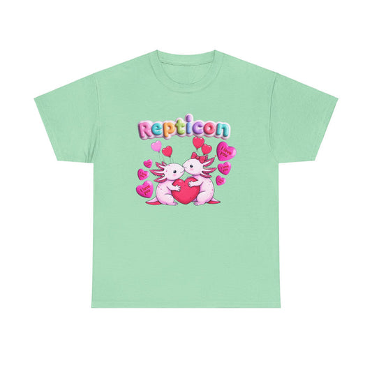 Repticon Unisex Heavy Cotton Tee w/ Valentine Axolotl