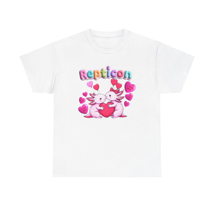 Repticon Unisex Heavy Cotton Tee w/ Valentine Axolotl