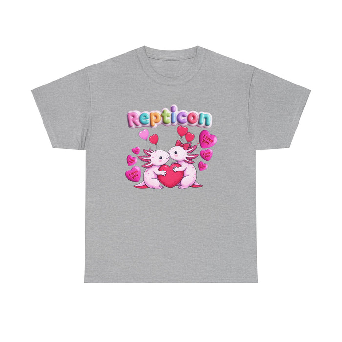 Repticon Unisex Heavy Cotton Tee w/ Valentine Axolotl