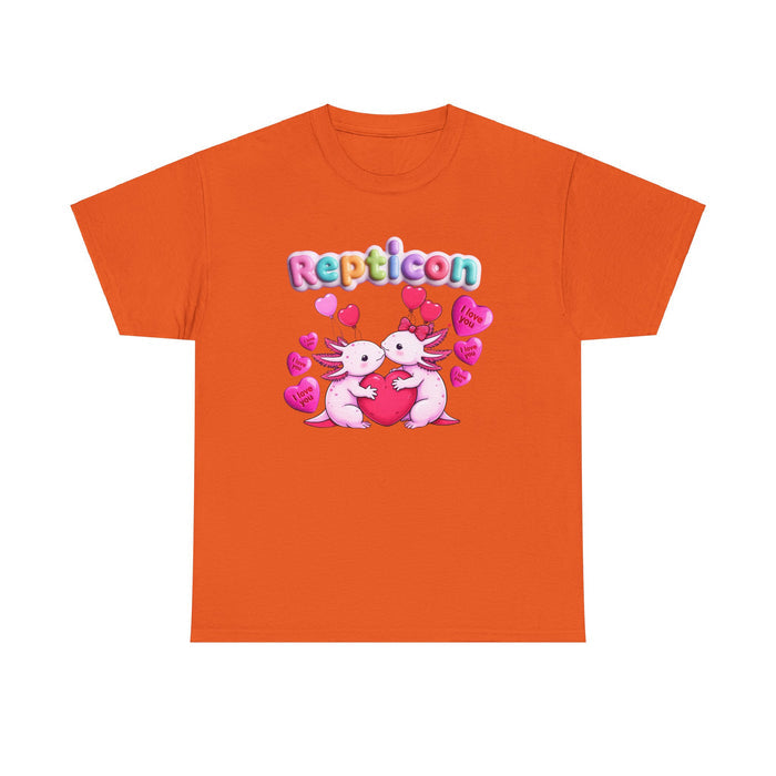 Repticon Unisex Heavy Cotton Tee w/ Valentine Axolotl