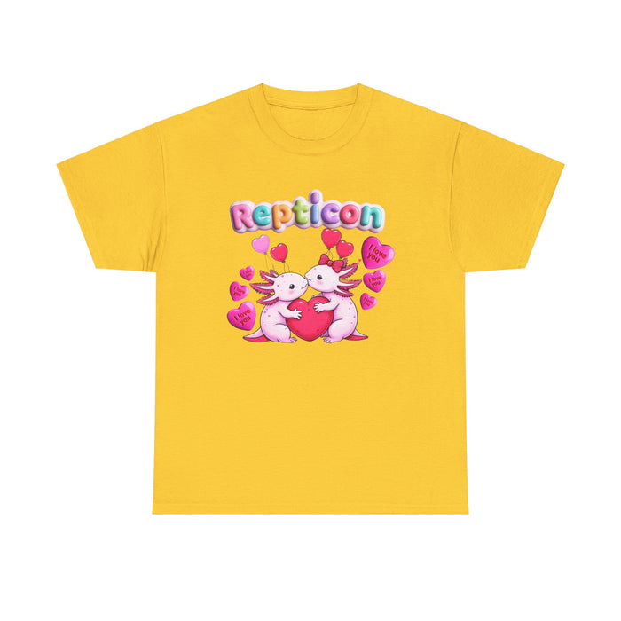 Repticon Unisex Heavy Cotton Tee w/ Valentine Axolotl