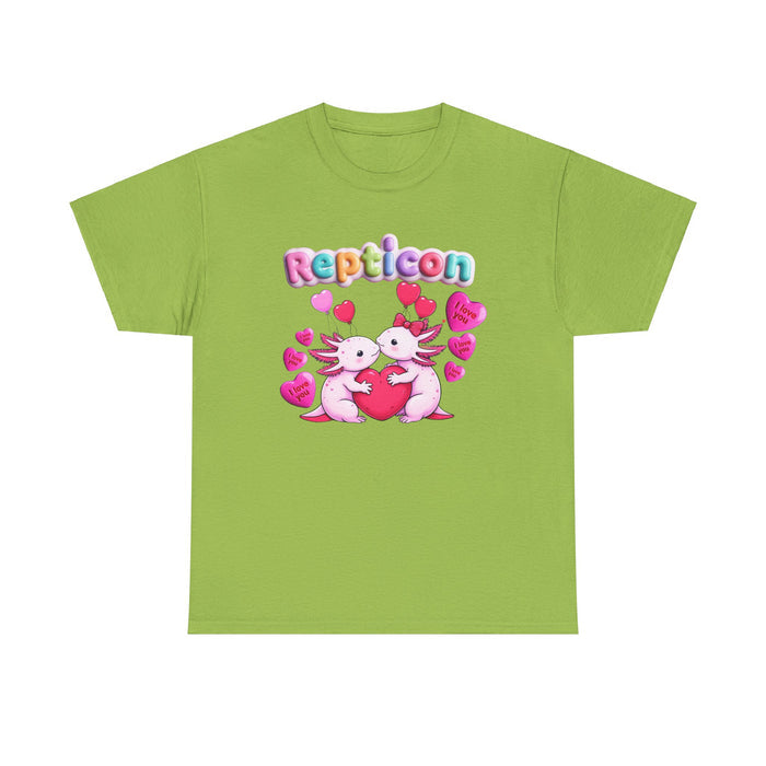 Repticon Unisex Heavy Cotton Tee w/ Valentine Axolotl