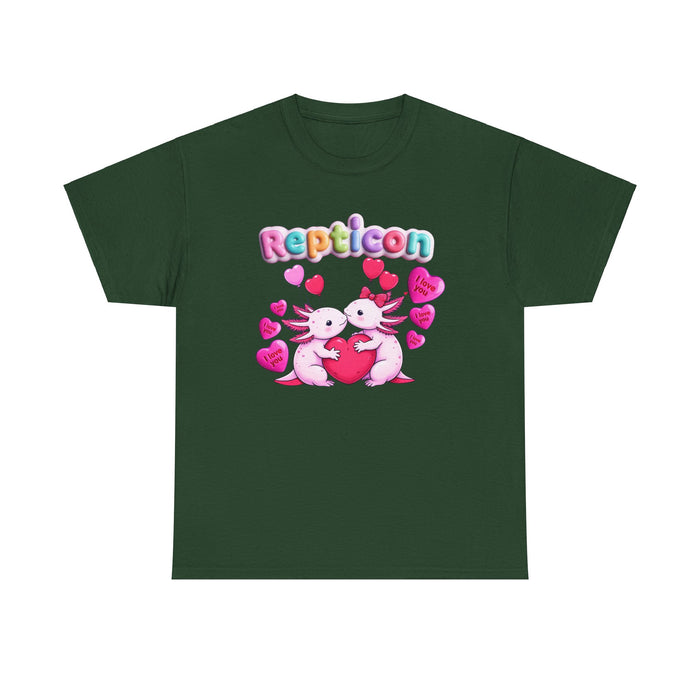 Repticon Unisex Heavy Cotton Tee w/ Valentine Axolotl