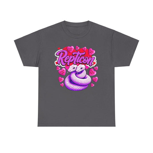 Repticon Unisex Heavy Cotton Tee w/ Valentine Snakes