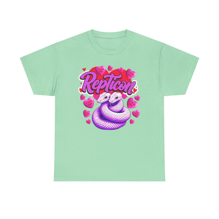 Repticon Unisex Heavy Cotton Tee w/ Valentine Snakes