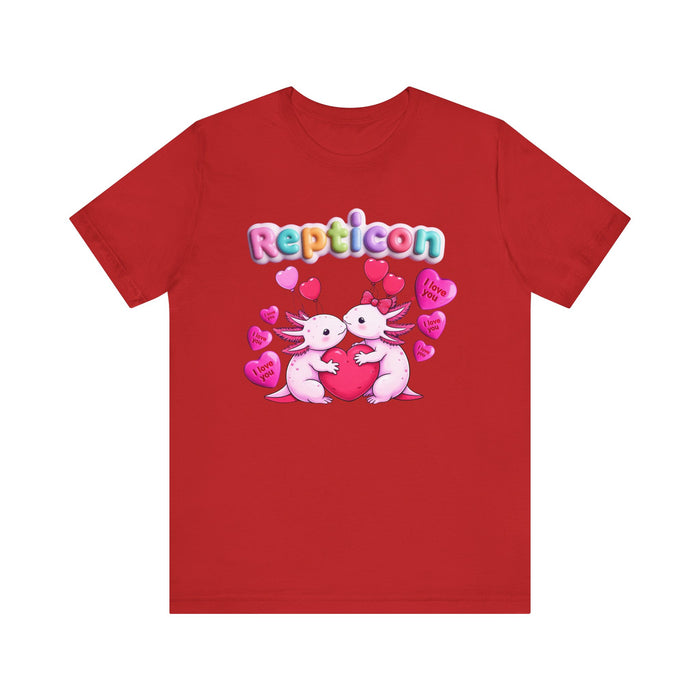 Repticon Unisex Jersey Short Sleeve Tee w/ Valentine Axolotls