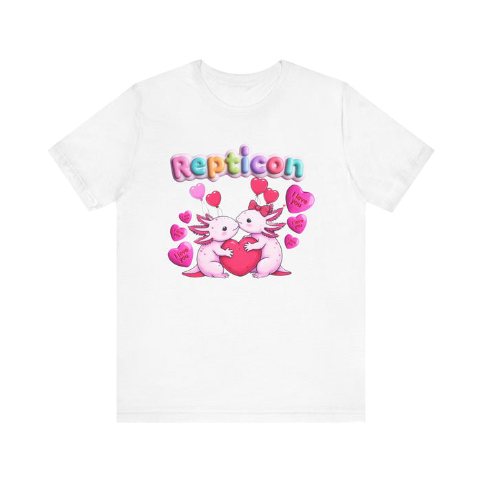 Repticon Unisex Jersey Short Sleeve Tee w/ Valentine Axolotls