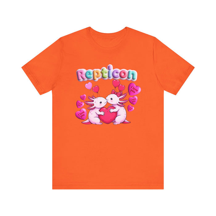 Repticon Unisex Jersey Short Sleeve Tee w/ Valentine Axolotls