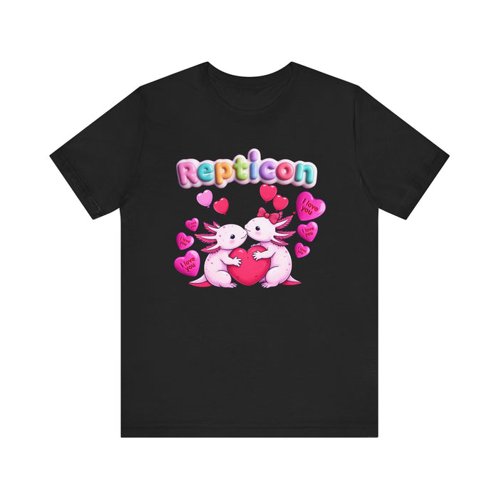 Repticon Unisex Jersey Short Sleeve Tee w/ Valentine Axolotls