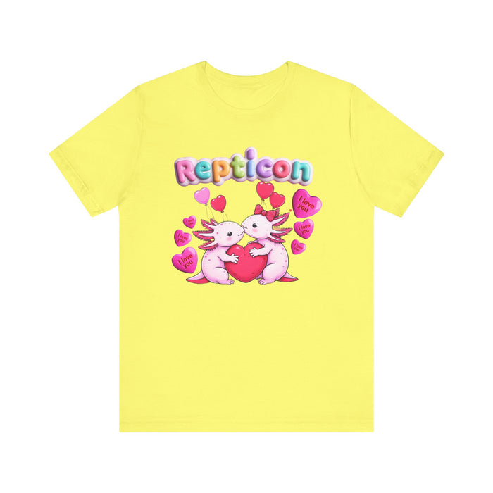 Repticon Unisex Jersey Short Sleeve Tee w/ Valentine Axolotls
