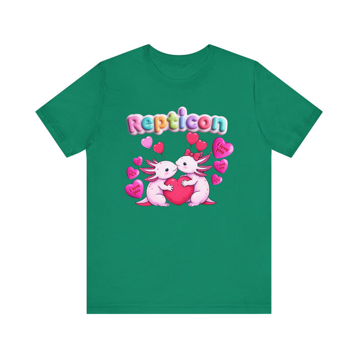 Repticon Unisex Jersey Short Sleeve Tee w/ Valentine Axolotls