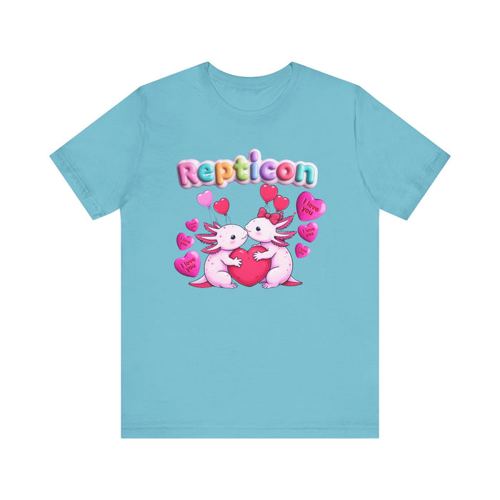 Repticon Unisex Jersey Short Sleeve Tee w/ Valentine Axolotls