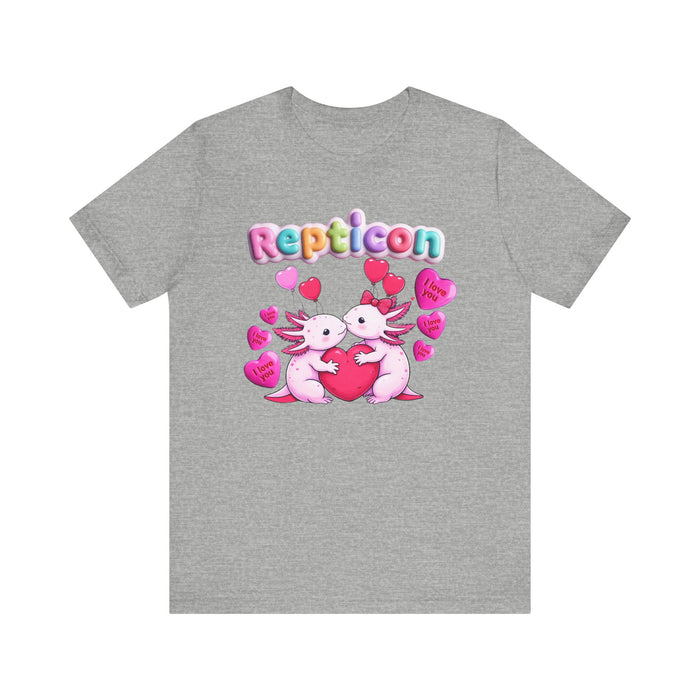 Repticon Unisex Jersey Short Sleeve Tee w/ Valentine Axolotls