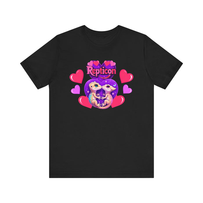 Repticon Unisex Jersey Short Sleeve Tee w/ Valentine Crested Geckos