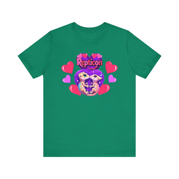 Repticon Unisex Jersey Short Sleeve Tee w/ Valentine Crested Geckos