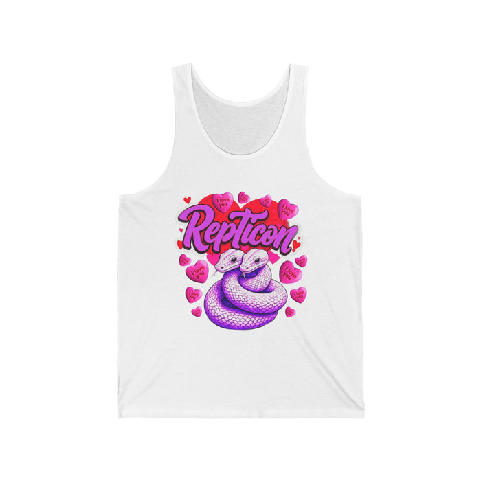 Repticon Unisex Jersey Tank w/ Valentine Snakes