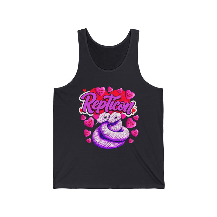 Repticon Unisex Jersey Tank w/ Valentine Snakes
