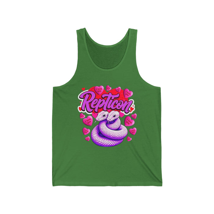 Repticon Unisex Jersey Tank w/ Valentine Snakes