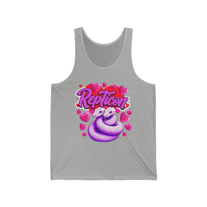 Repticon Unisex Jersey Tank w/ Valentine Snakes