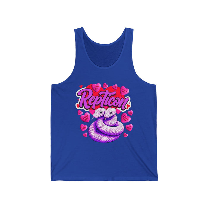 Repticon Unisex Jersey Tank w/ Valentine Snakes