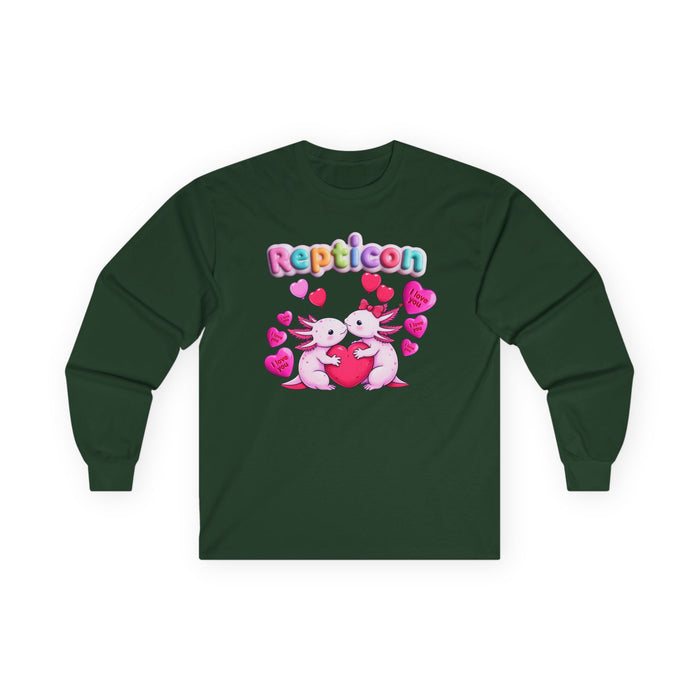 Repticon Unisex Ultra Cotton Long Sleeve Tee w/ Valentine Axolotls