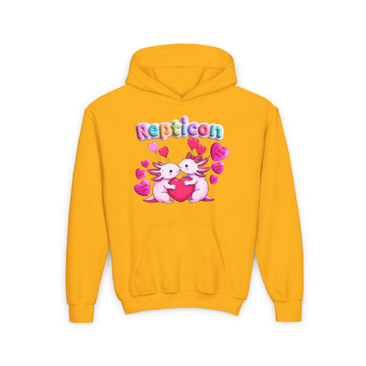 Repticon Youth Heavy Blend Hooded Sweatshirt w/ Valentine Axolotls