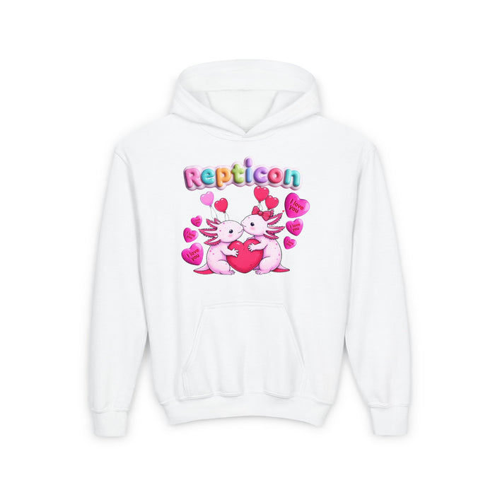 Repticon Youth Heavy Blend Hooded Sweatshirt w/ Valentine Axolotls