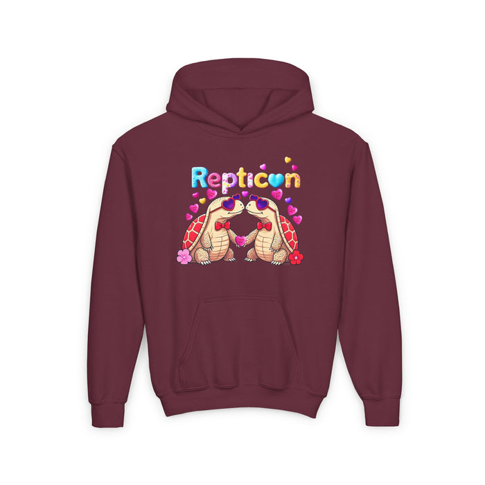Repticon Youth Heavy Blend Hooded Sweatshirt w/ Valentine Tortoises