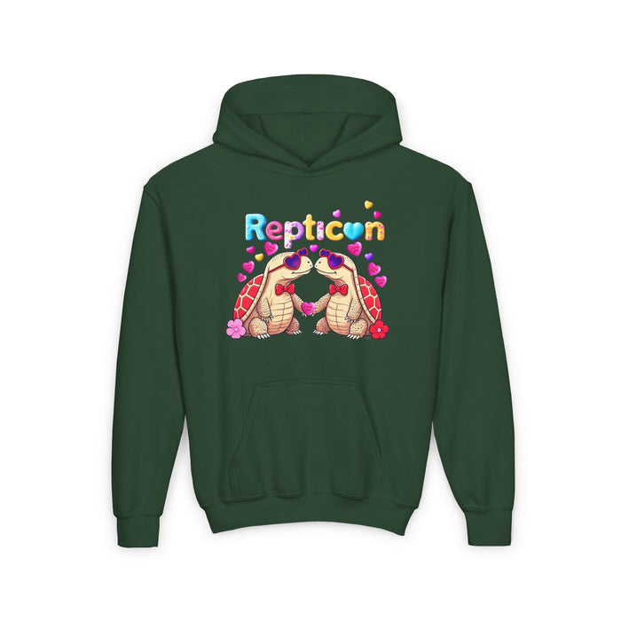 Repticon Youth Heavy Blend Hooded Sweatshirt w/ Valentine Tortoises