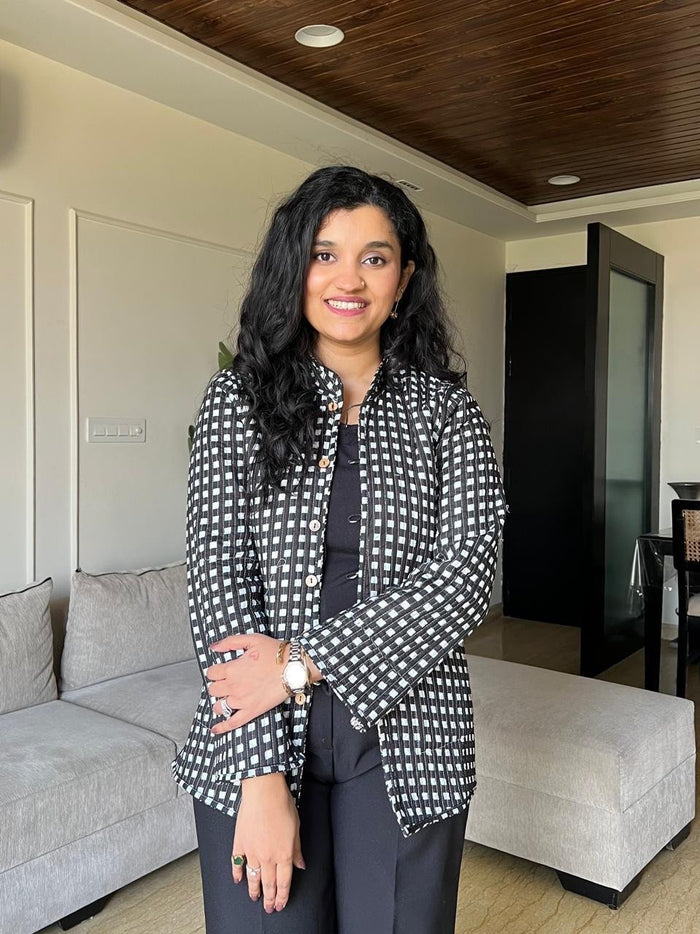 Reversible Quilted Jacket- Black Jaal and gingham