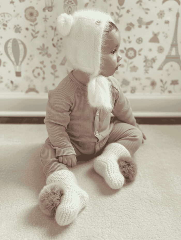 White Cashmere Teddy Hat - Petite Maison Kids