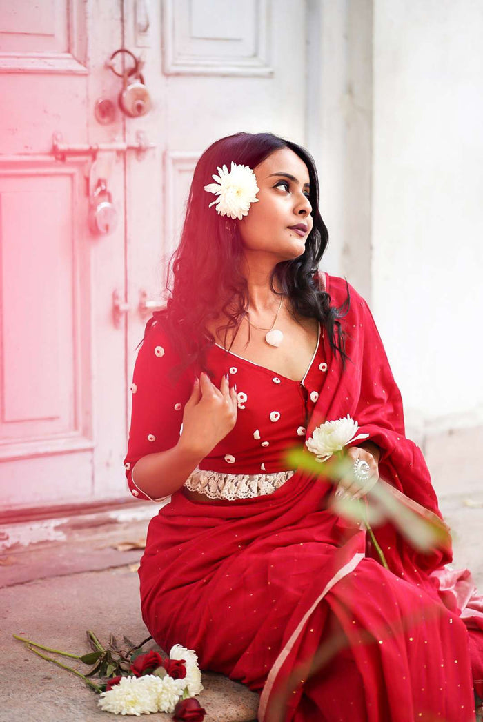 Red Embroidery Blouse
