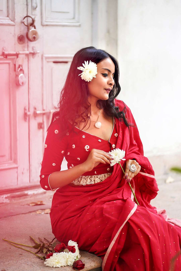 Red Embroidery Blouse