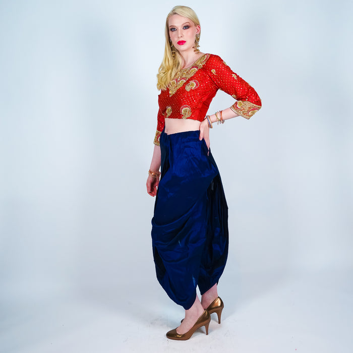 Royal Blue Silk Dhoti Pants